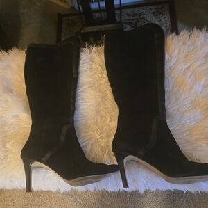 ADRIENNE VITTADINI SUEDE AND LEATHER STILLETO BOOTS